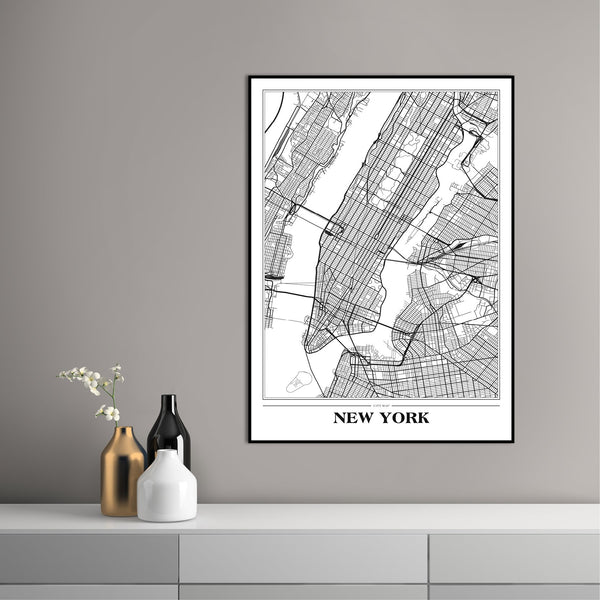 Karte New York White | Plakatbrett