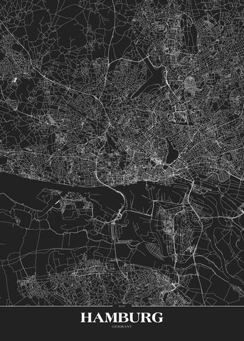 Map Hamburg Black | PLAKAT