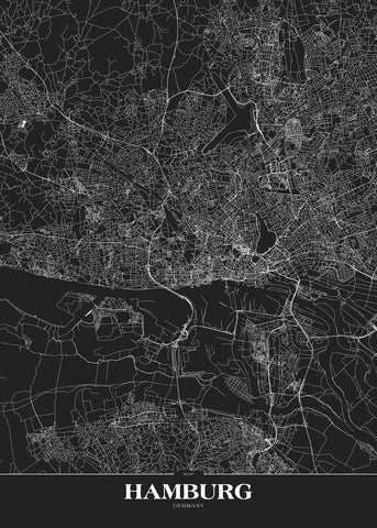 Map Hamburg black | POSTER