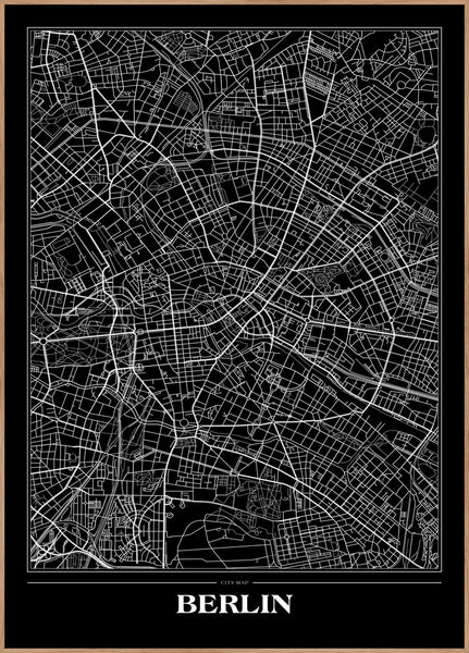 Karte Berlin schwarz | Plakatbrett