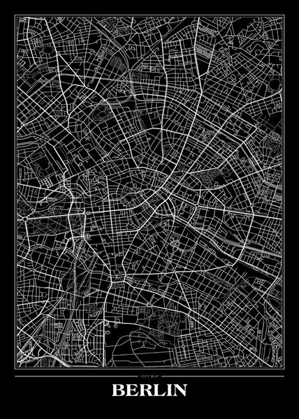 Karte Berlin schwarz | POSTER
