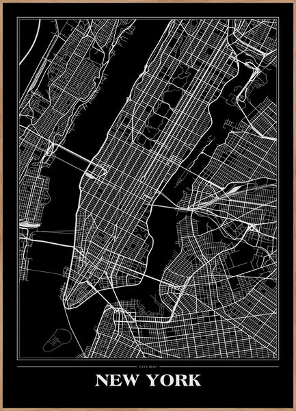 Karte New York Black | Plakatbrett