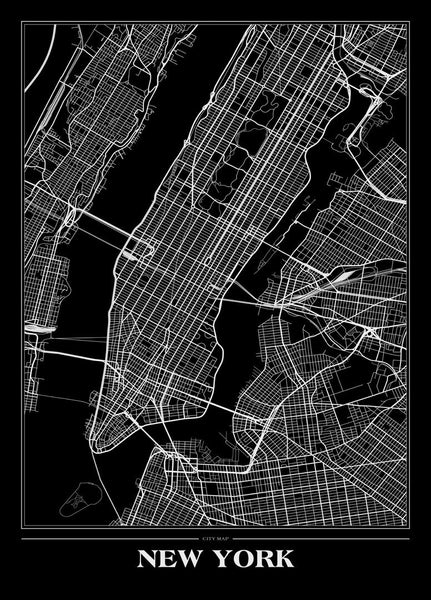 Map New York Black | POSTER