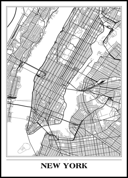Karte New York White | Plakatbrett
