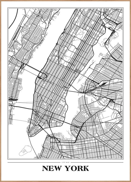 Karte New York White | Plakatbrett