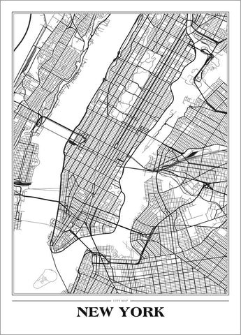 Map New York white | POSTER