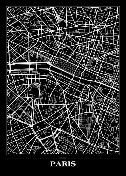 Karte Paris schwarz | Plakatbrett