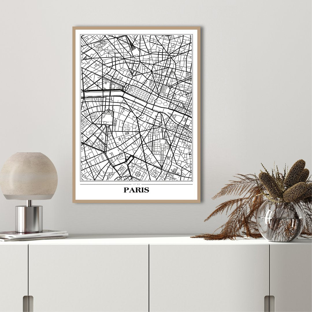 Map Paris white | POSTER