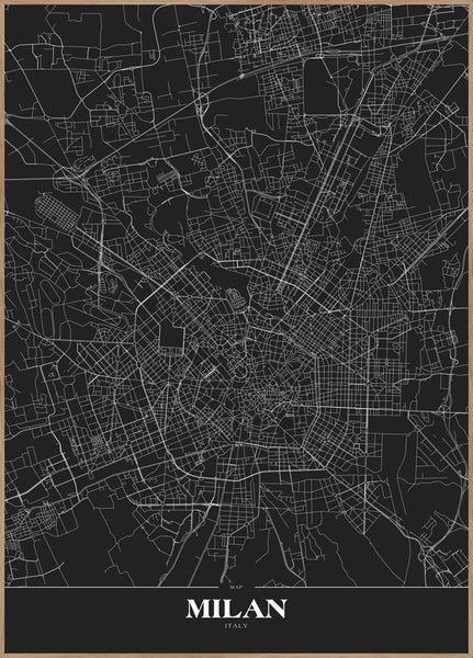 Karte Mailand Black | Plakatbrett