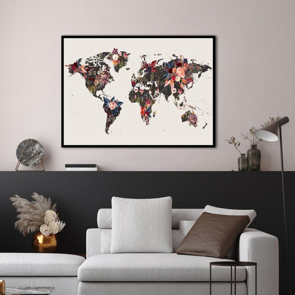 Weltmap -Blumen | POSTER