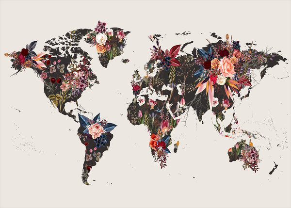 Weltmap -Blumen | POSTER